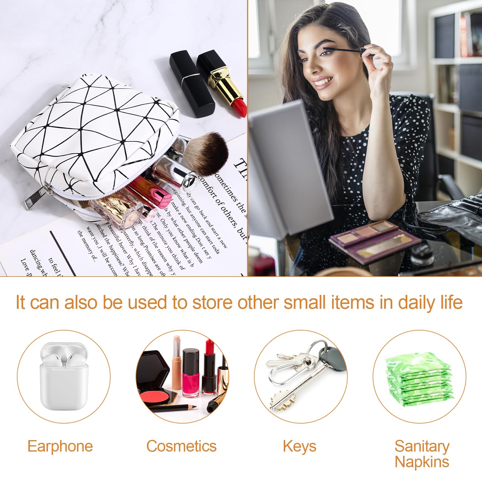 Likesing compact period bag fits purses and backpacks for daily life.