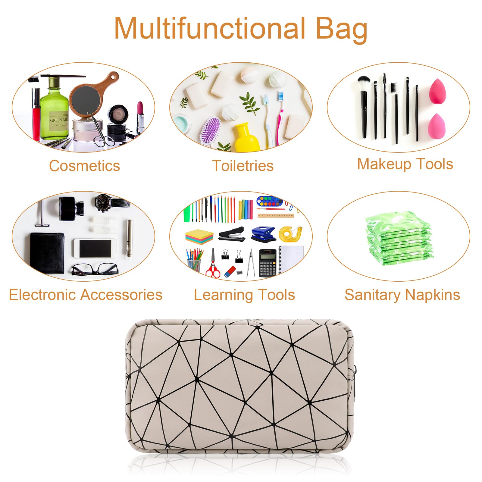 Likesing feminine care bag, compact organizer for pads, tampons, cosmetics.