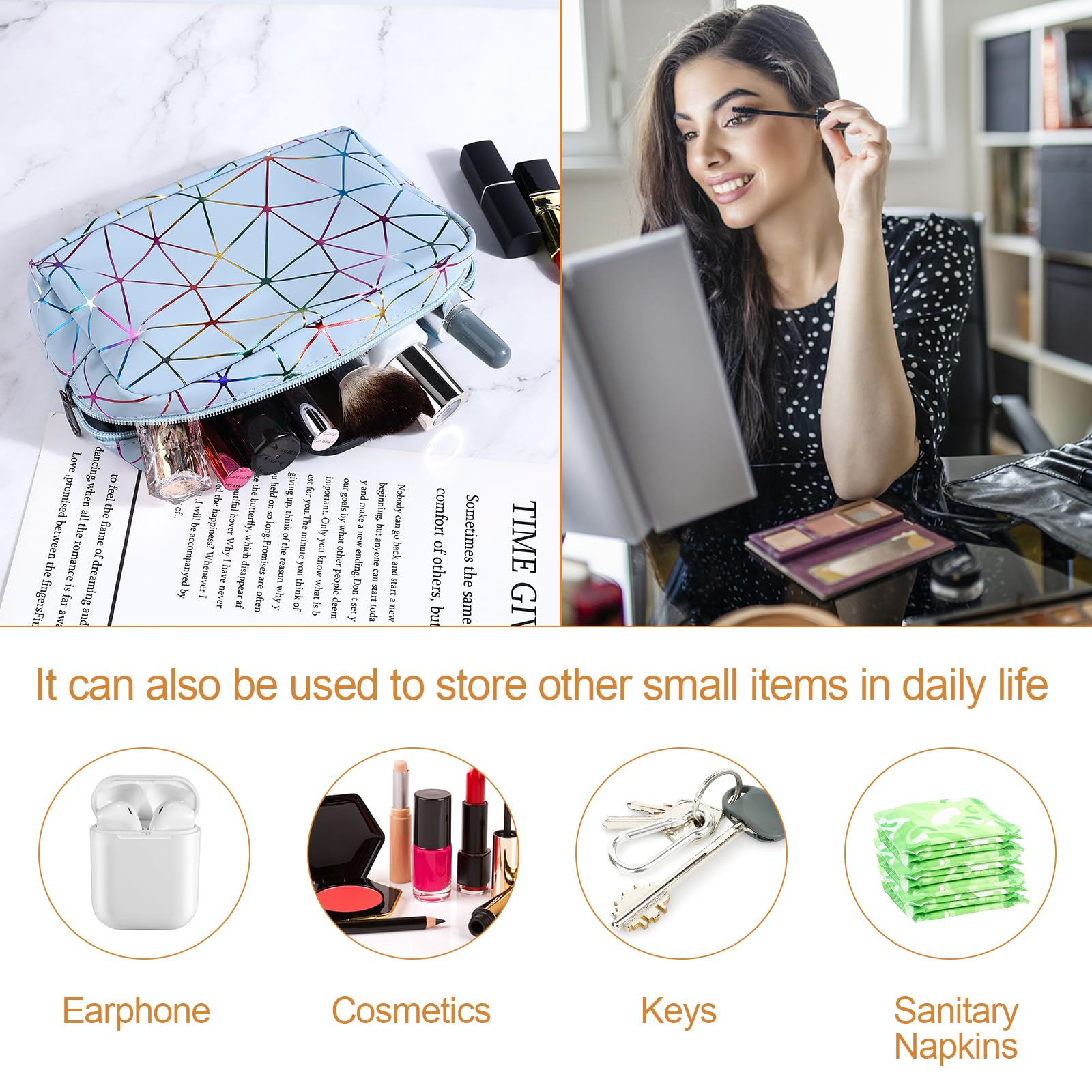 Likesing leather sanitary pouch close-up highlighting durable PU leather