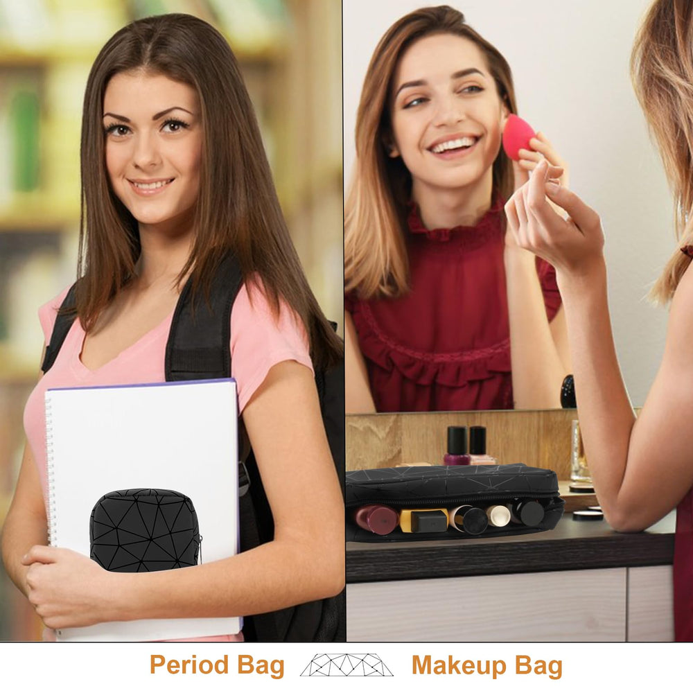 Likesing leather sanitary pouch side view, durable travel buddy for pads and tampons.