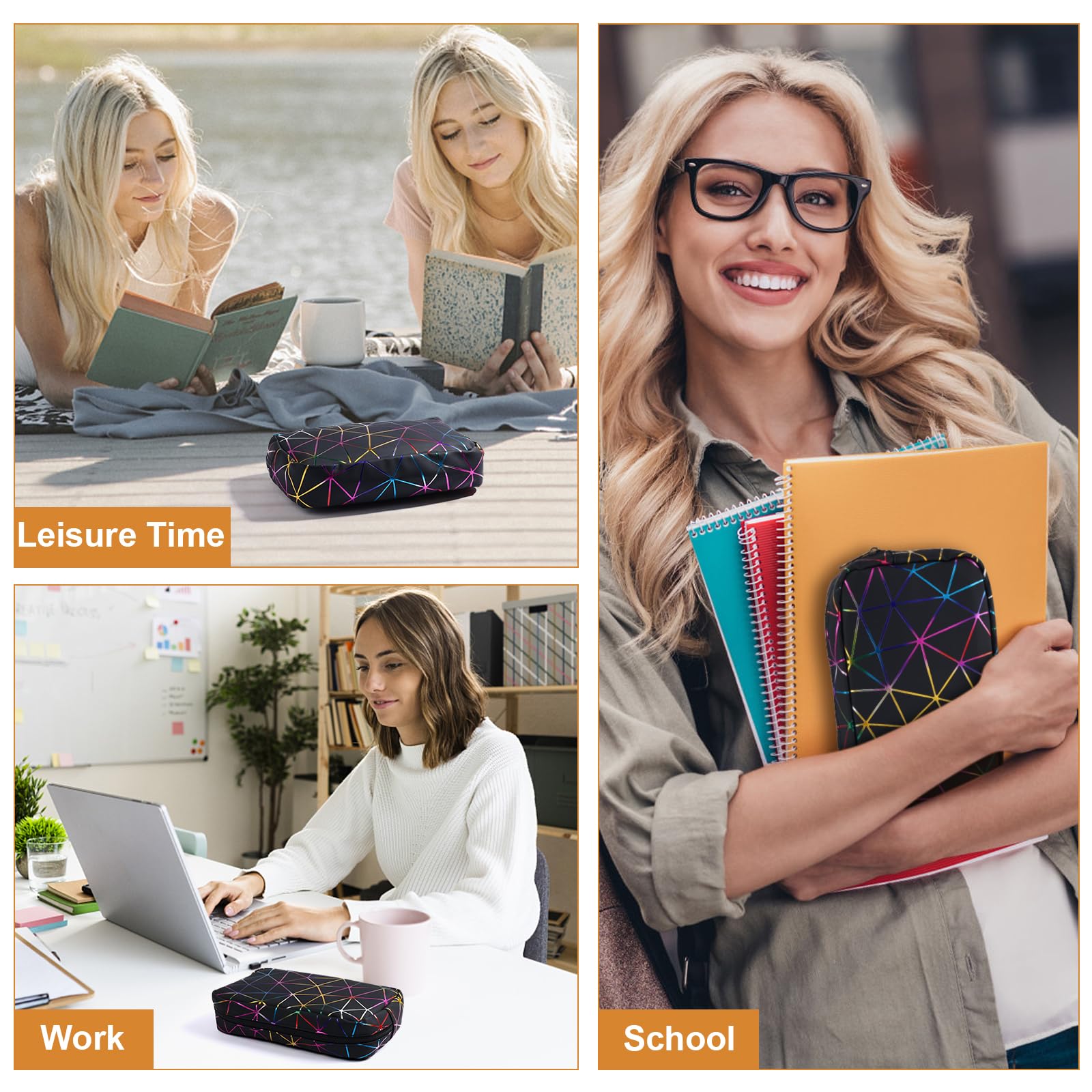 Likesing make-up pocket-compatible pouch stores cosmetics with feminine products.