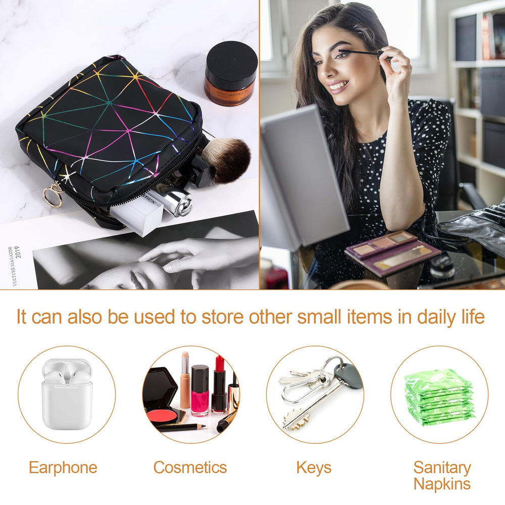 Likesing multi-pocket period bag holds pads, tampons, keys, and lipstick for quick access.