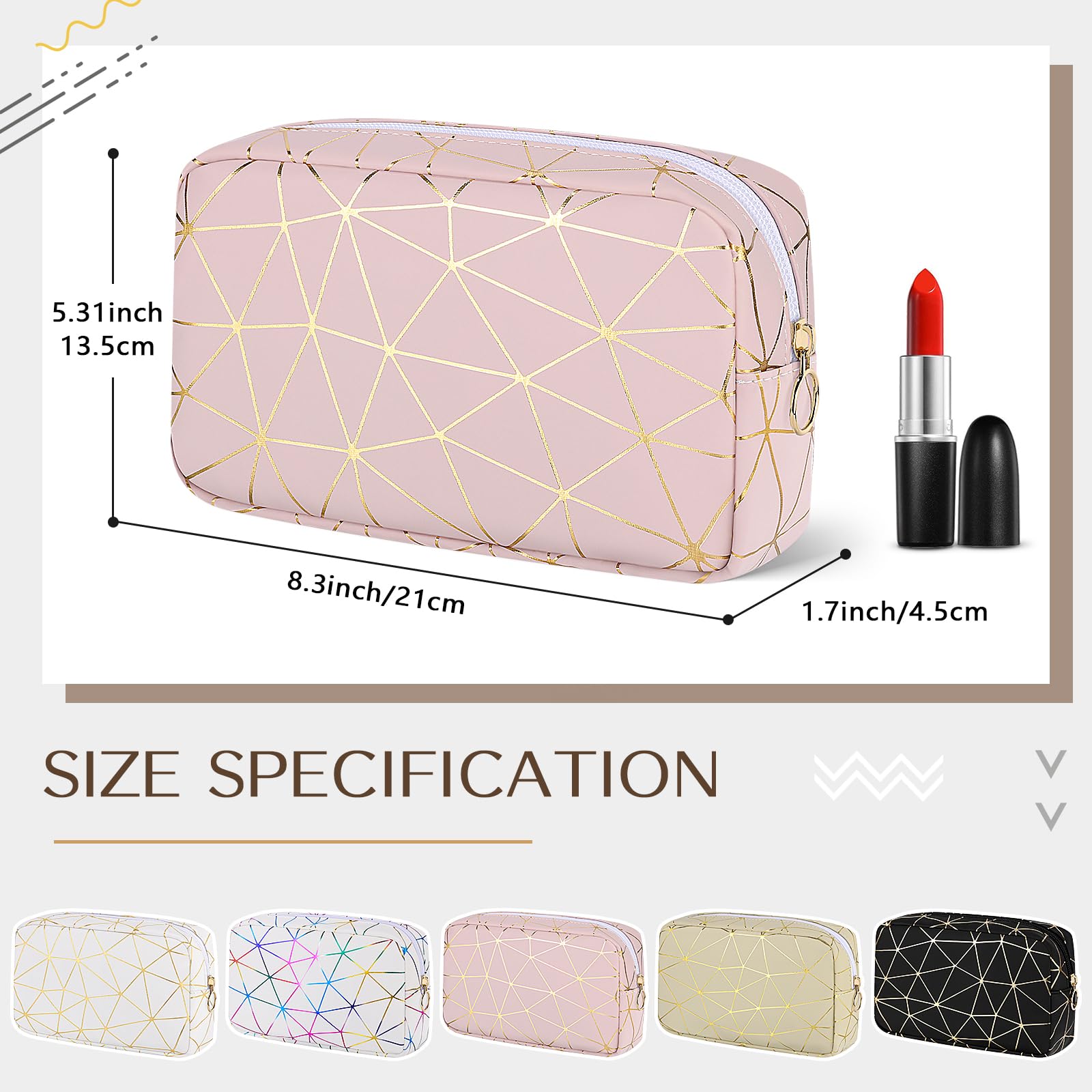Likesing pink gold period bag back view shows sleek leather exterior.