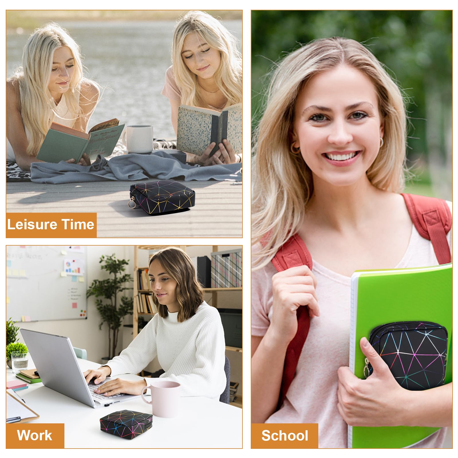 Likesing travel-friendly period bag fits in backpacks and purses for on-the-go use.