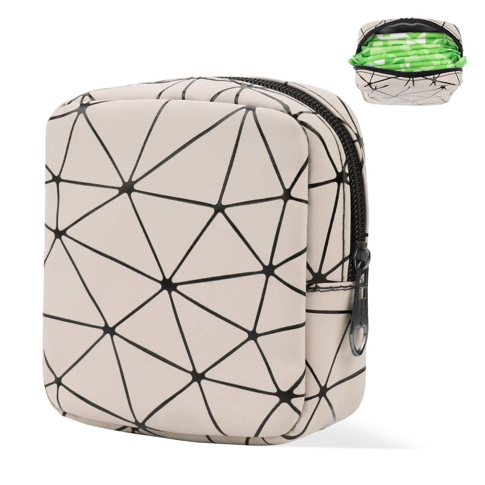 Likesing sanitary napkin storage bag beige front view for on-the-go use