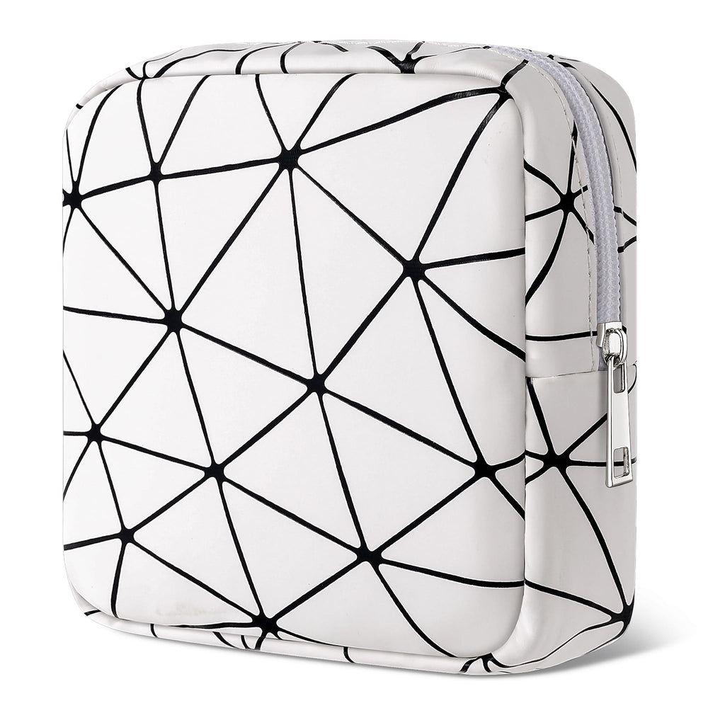 Likesing sanitary napkin storage bag in white leather for discreet daily use.