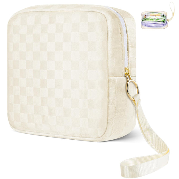 Likesing tampon bag with checkered design for discreet on-the-go storage.