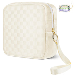 Likesing tampon bag with checkered design for discreet on-the-go storage.