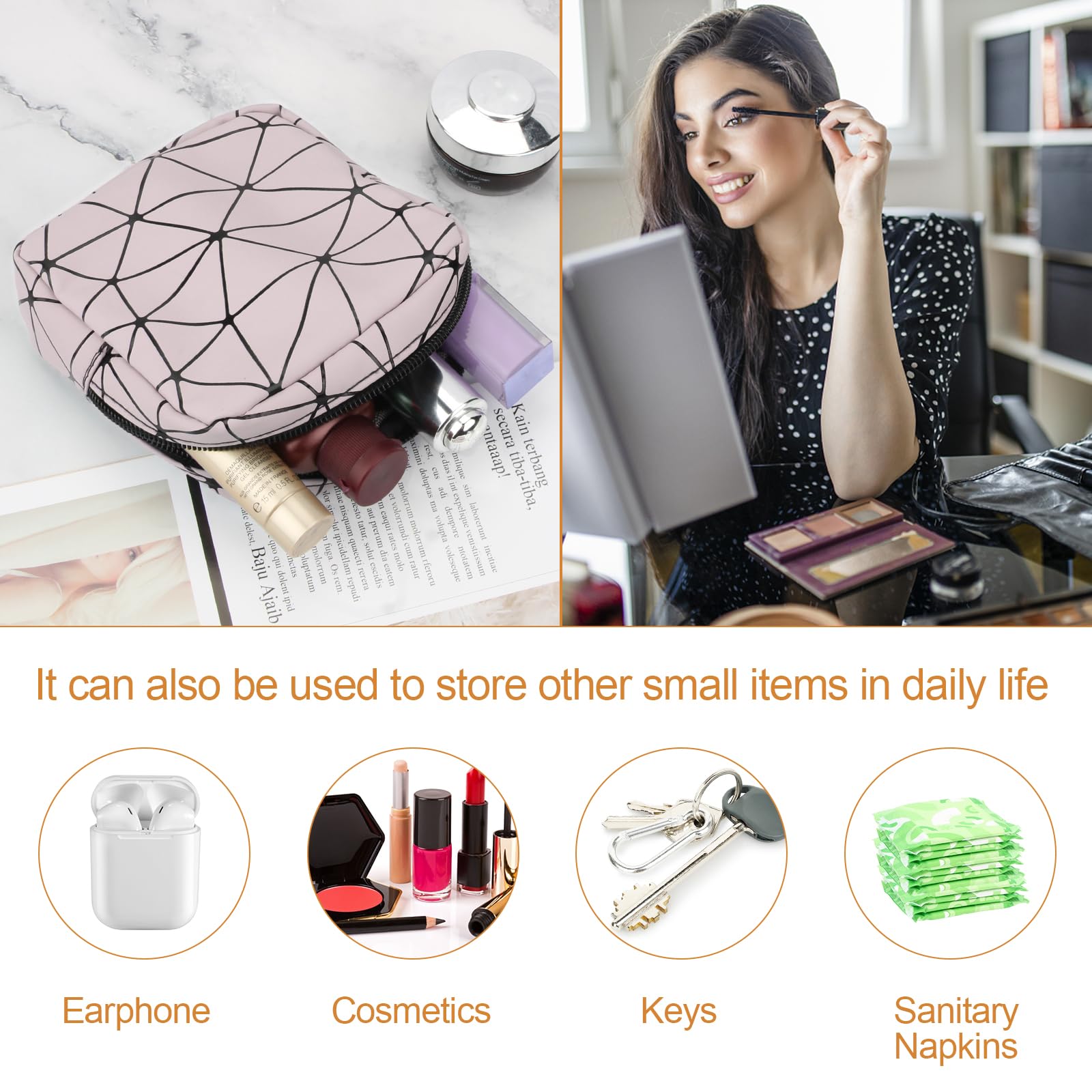 Likesing tampon holder in waterproof leather, keeps items organized on the go.