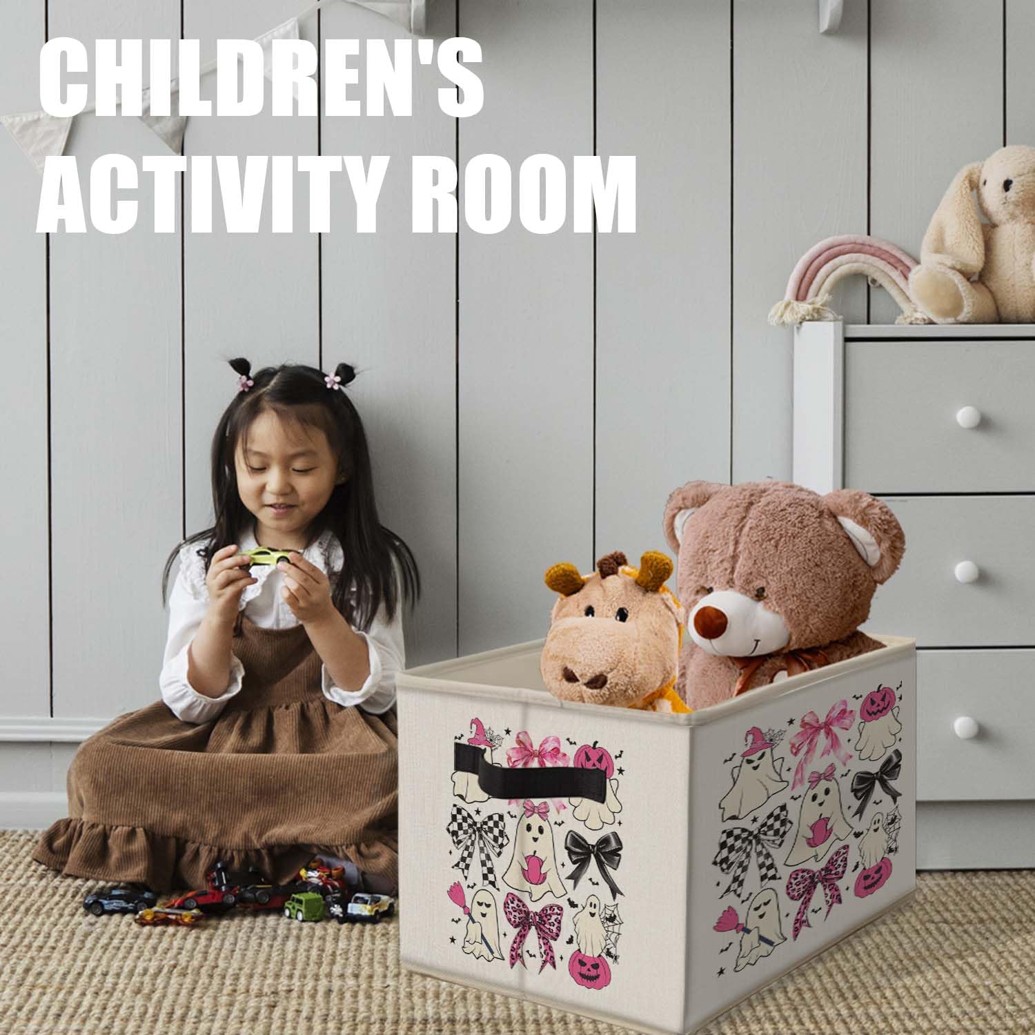 Storage bin on shelves or under a desk, keeping spaces tidy