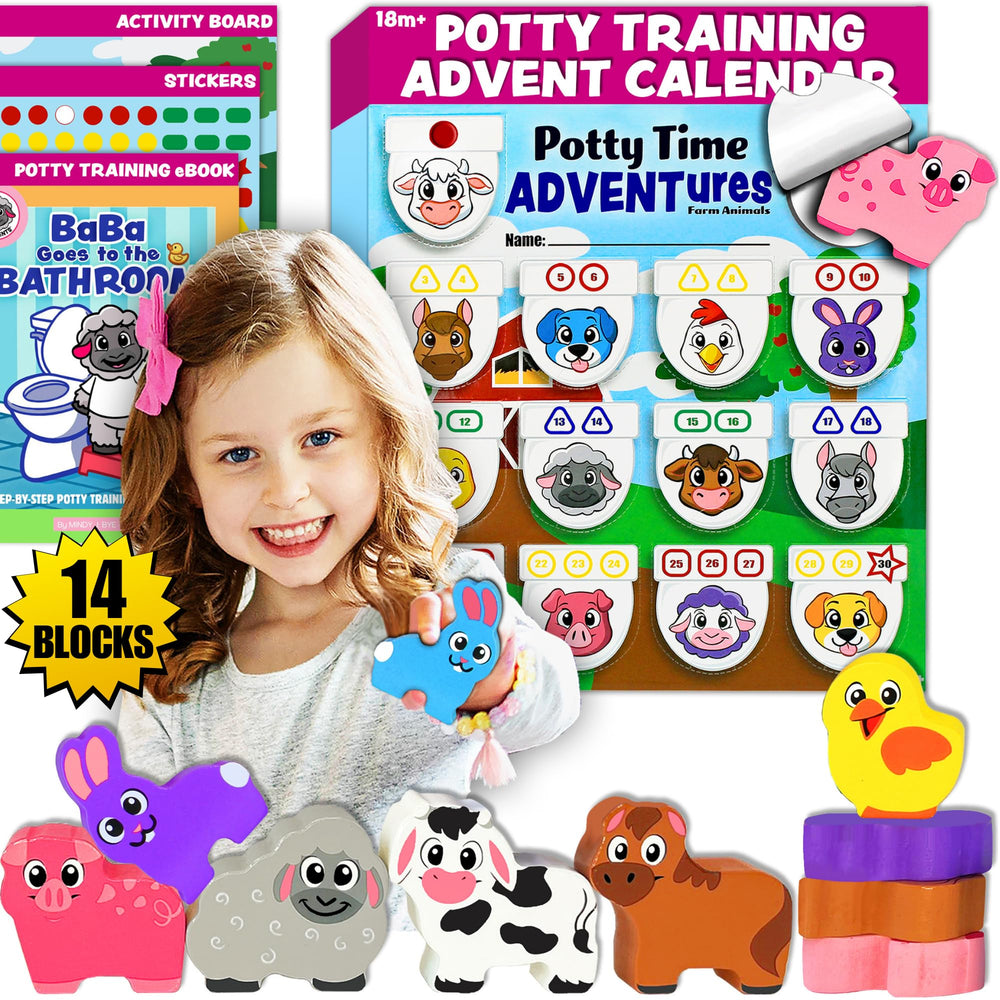 LIL ADVENTS 14 farm animal blocks ready for stacking and imaginative play.