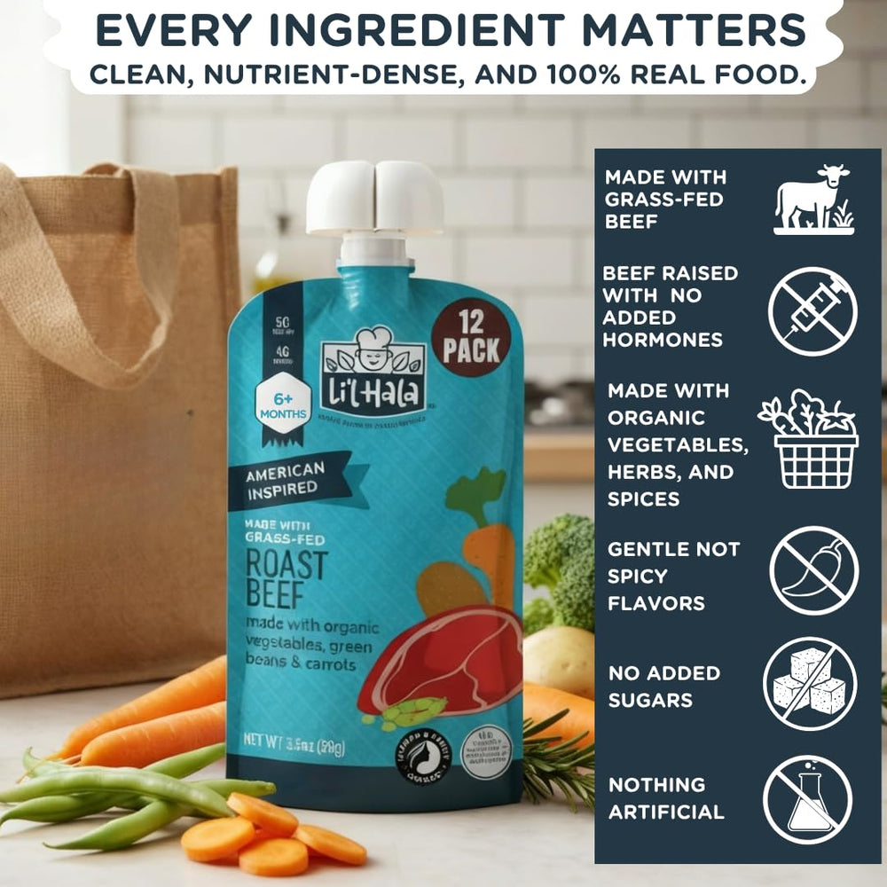 Li'l Hala Foods green beans pouch supports balanced meals for growing kids