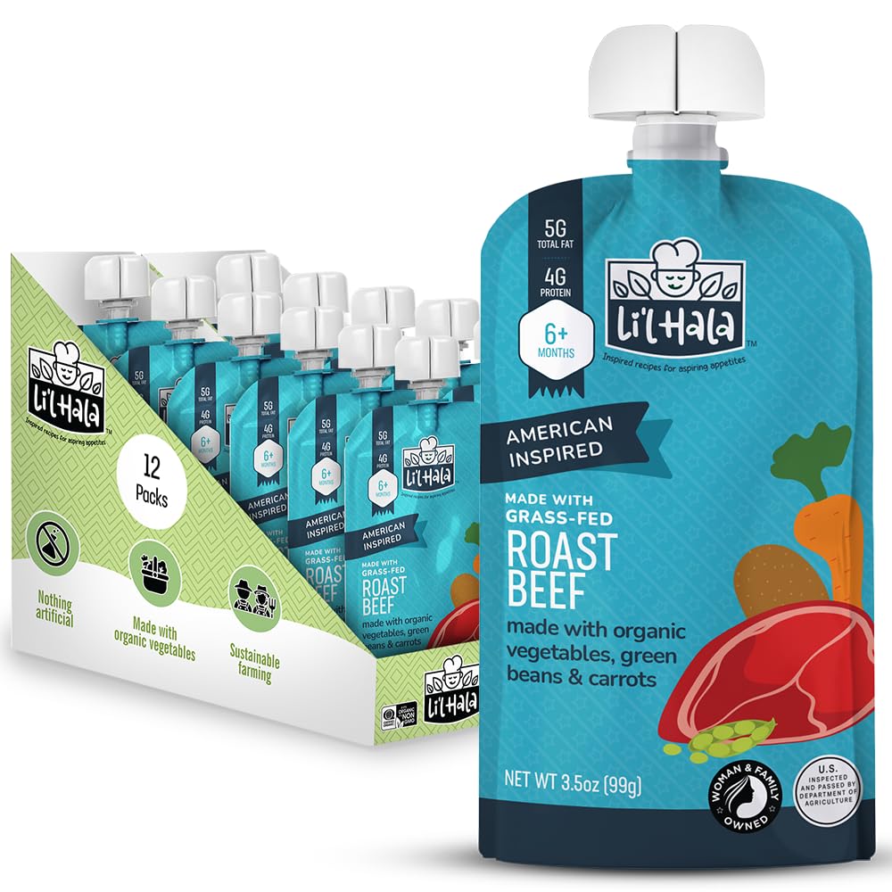 Li'l Hala Foods roast beef pouch for baby's first bites and protein-rich meals