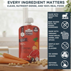 Organic carrots and chickpeas blend in the pouch for balance