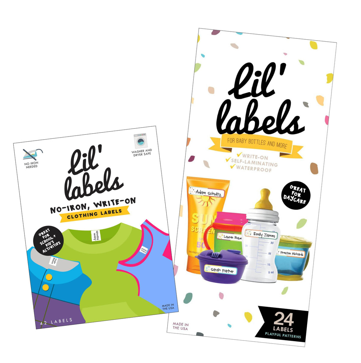 Lil' Labels Daycare Write-On Bottle Labels are waterproof and dishwasher-safe for bottles
