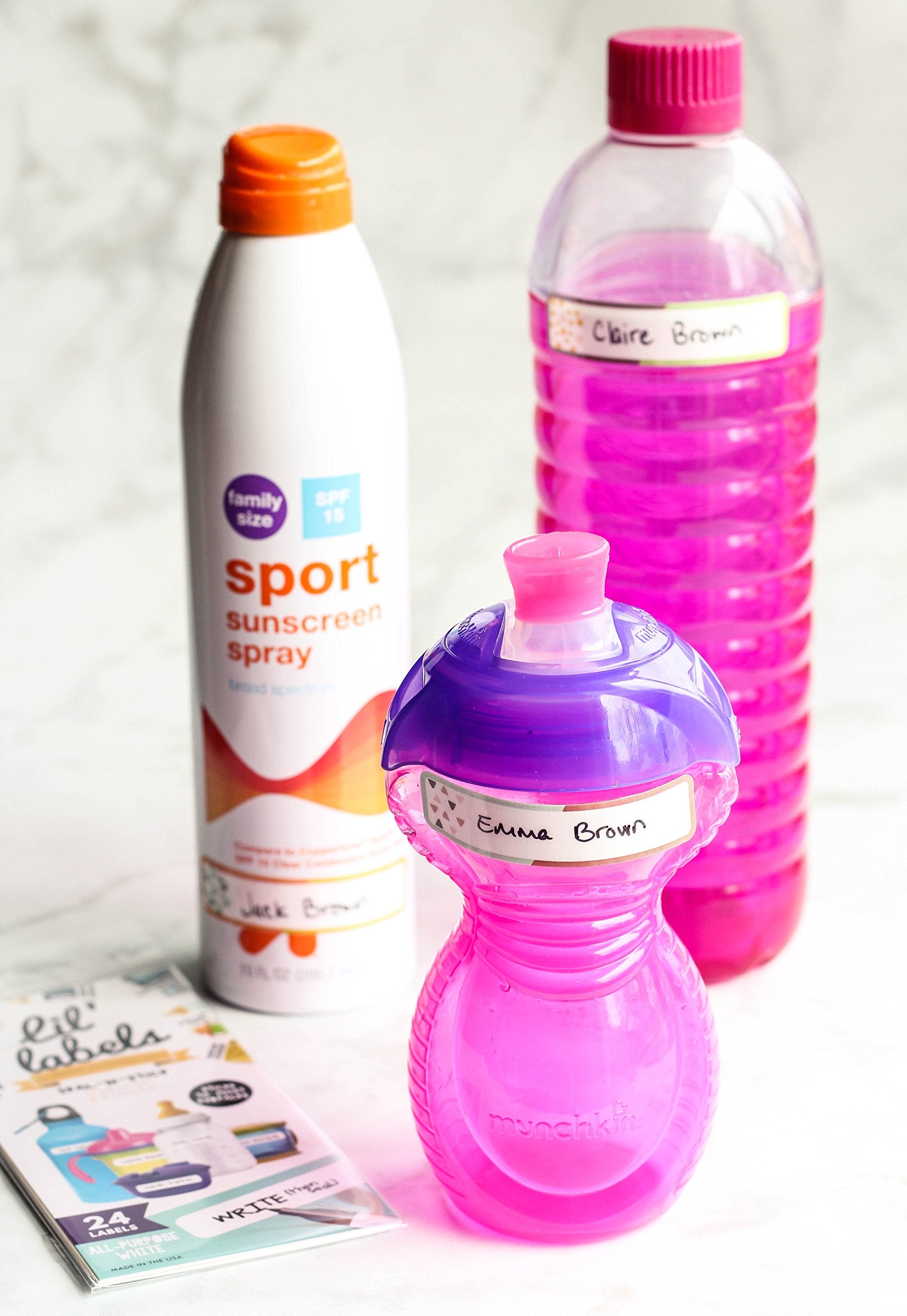 Lil' Labels Dishwasher-safe bottle label withstands cleaning