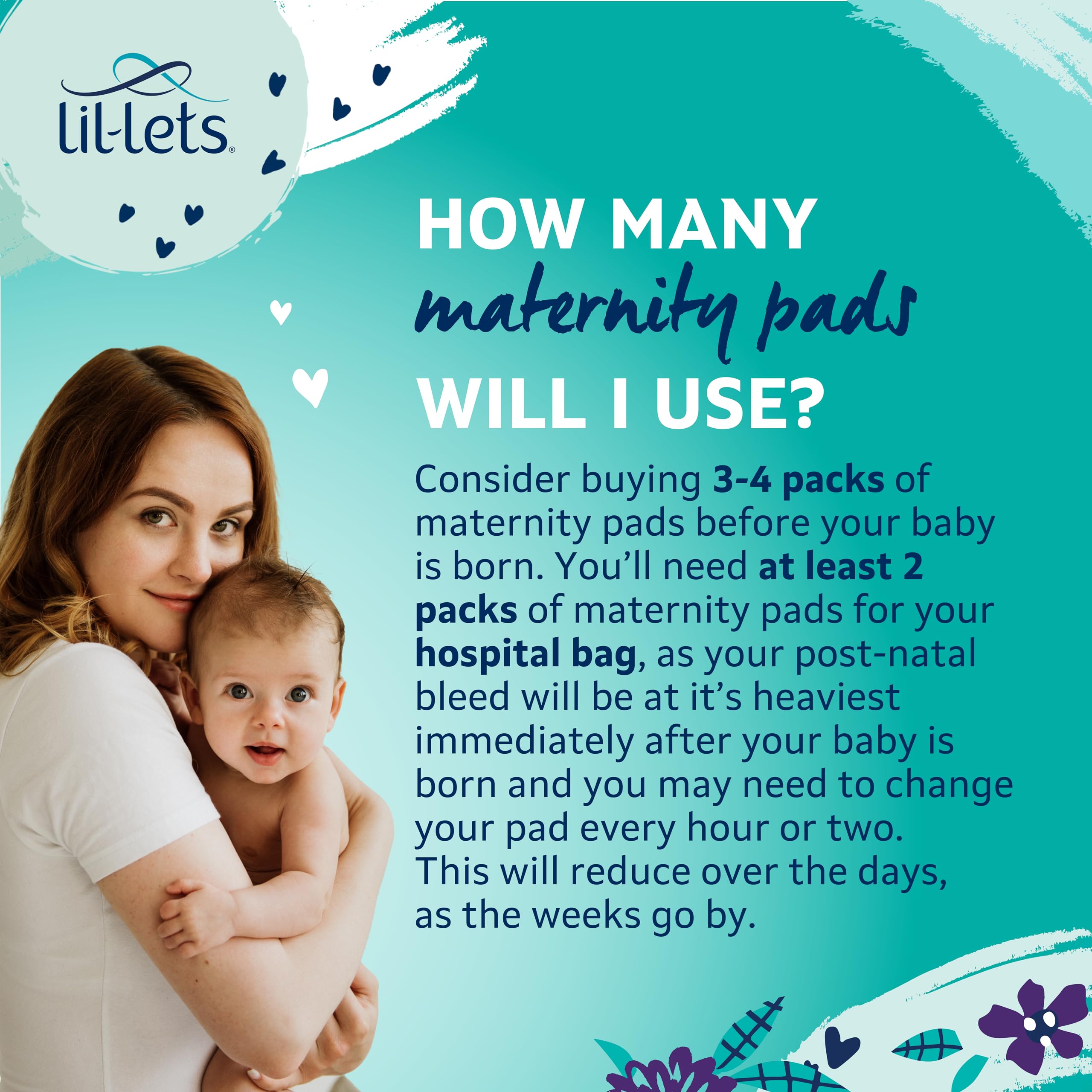 Lil-Lets contoured postpartum pad hugs body for secure leakage protection.