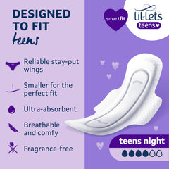 Lil-Lets Teens Night Pad with Wings showing breathable top layer for skin comfort