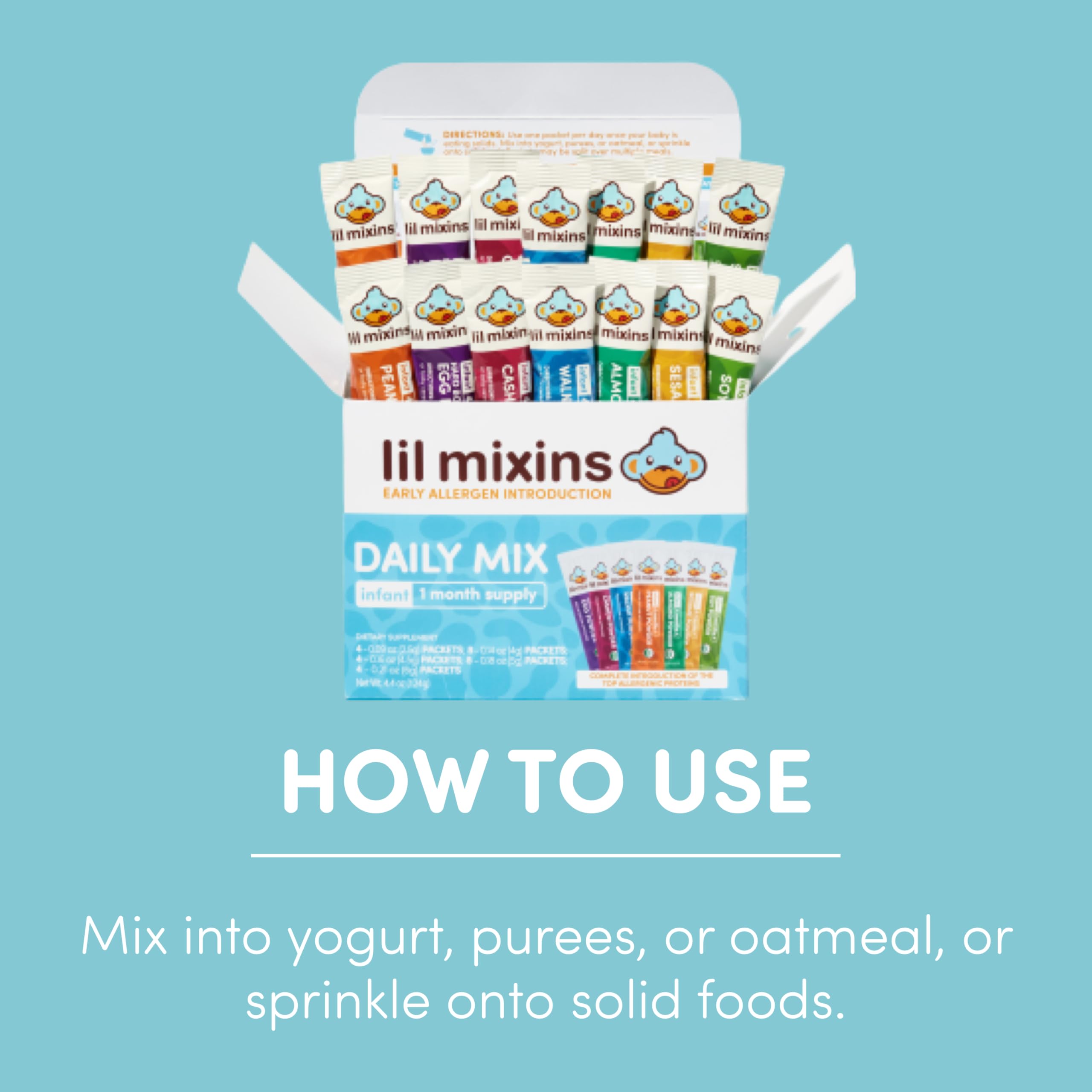 Lil Mixins stirred into yogurt to create a creamy protein snack.