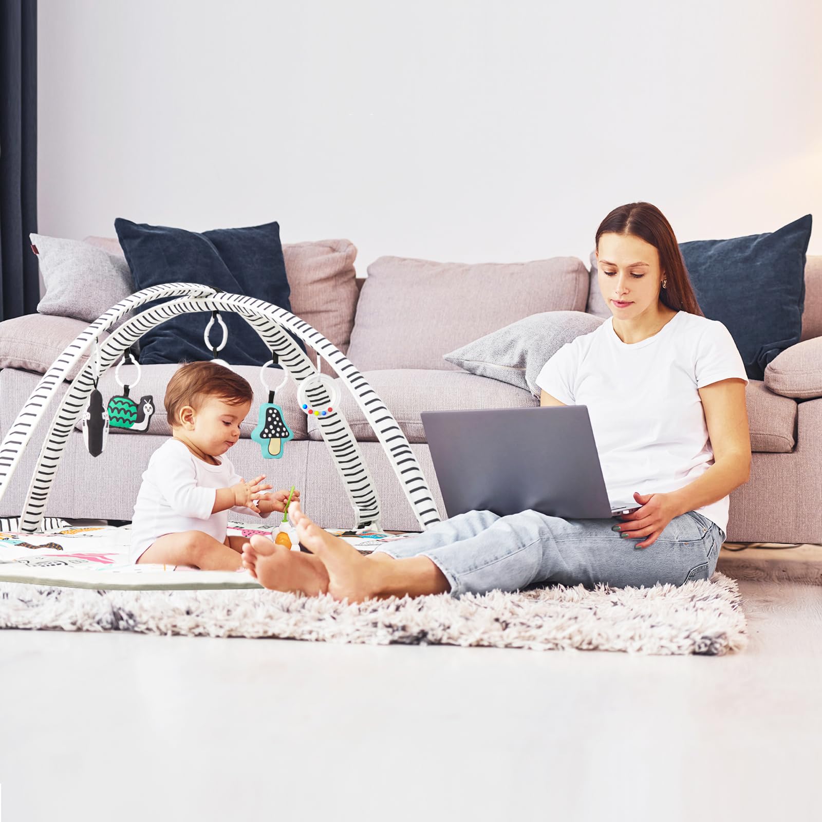 Li'l Pengyu machine washable play mat for easy cleanup