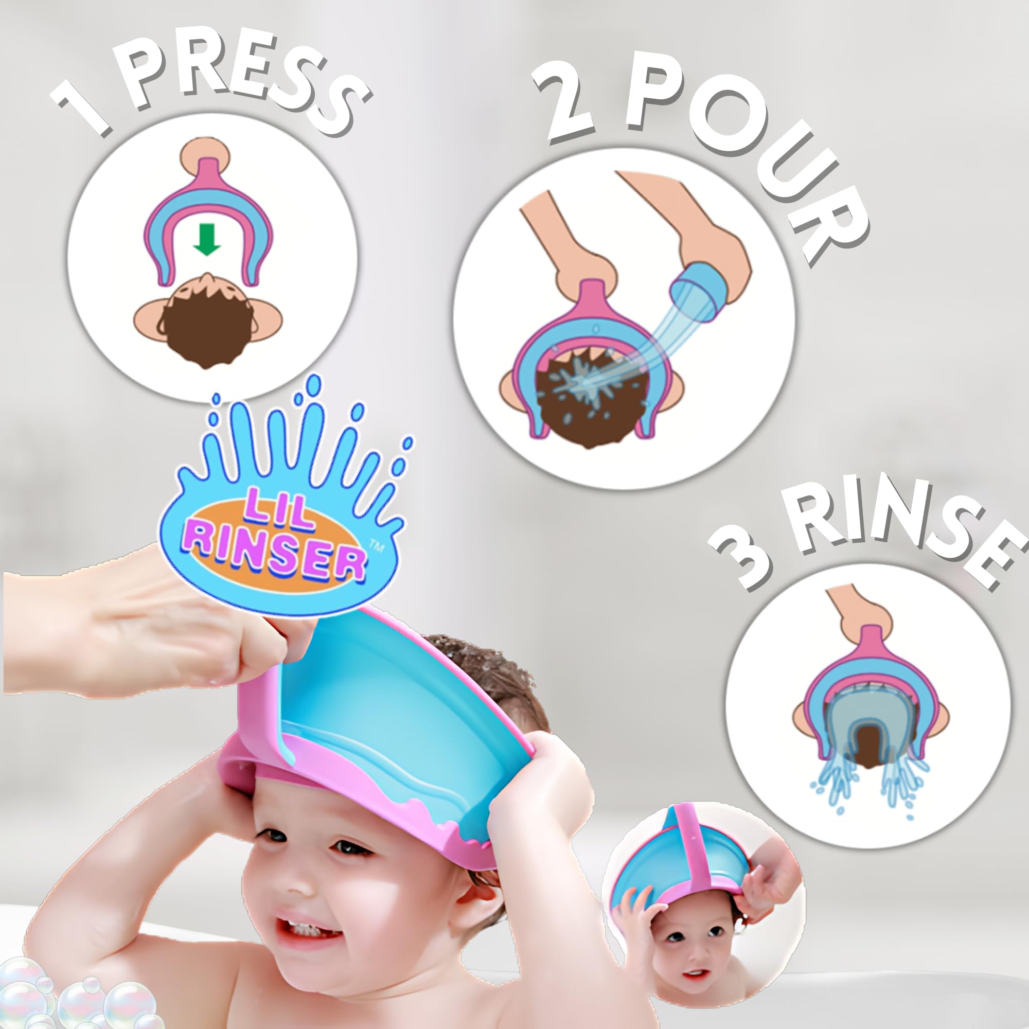 LiL Rinser BPA-free materials emphasize safe, kid-friendly bath gear.