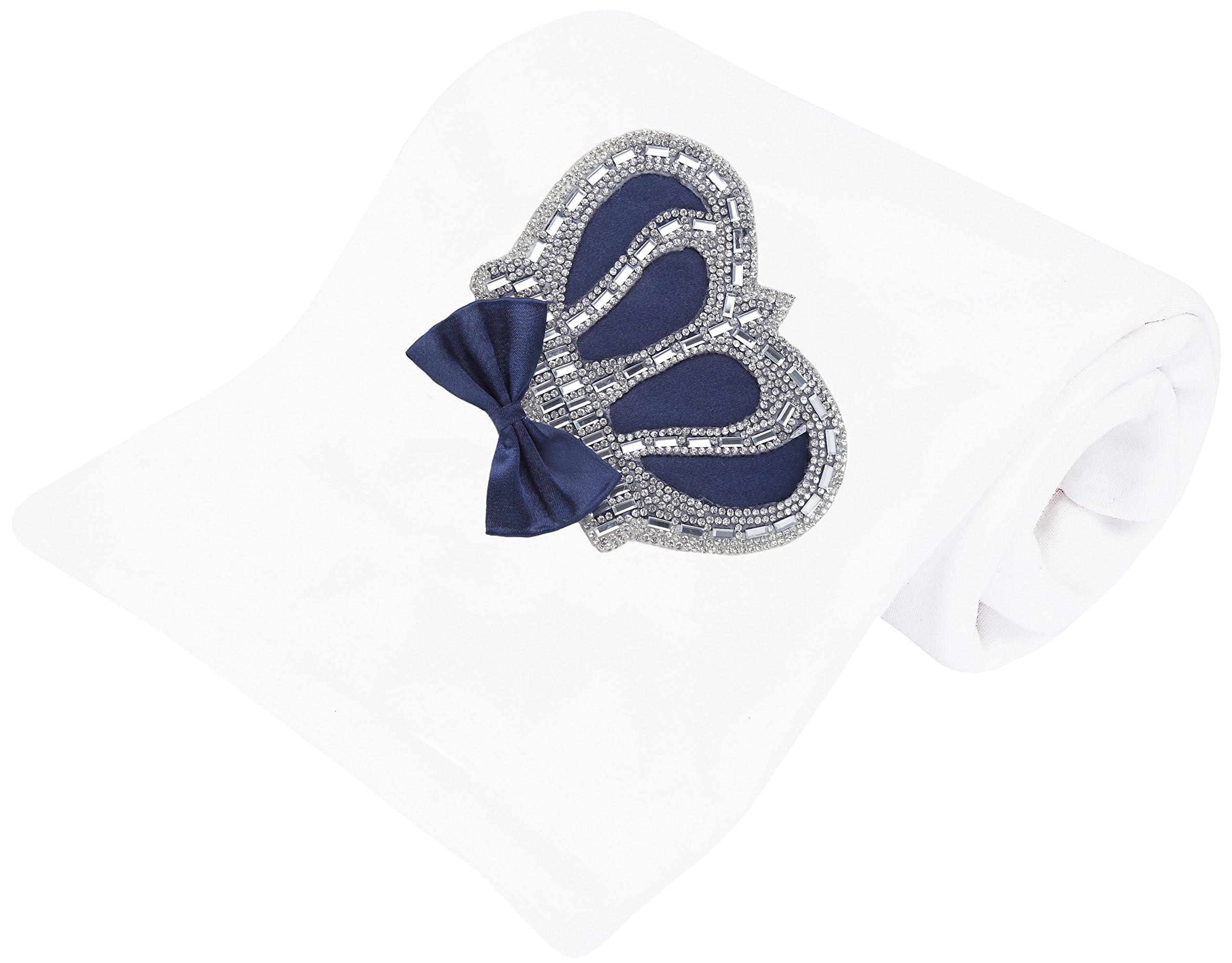 Lilax Crown Jewels navy swaddle closeup highlights soft cotton warmth