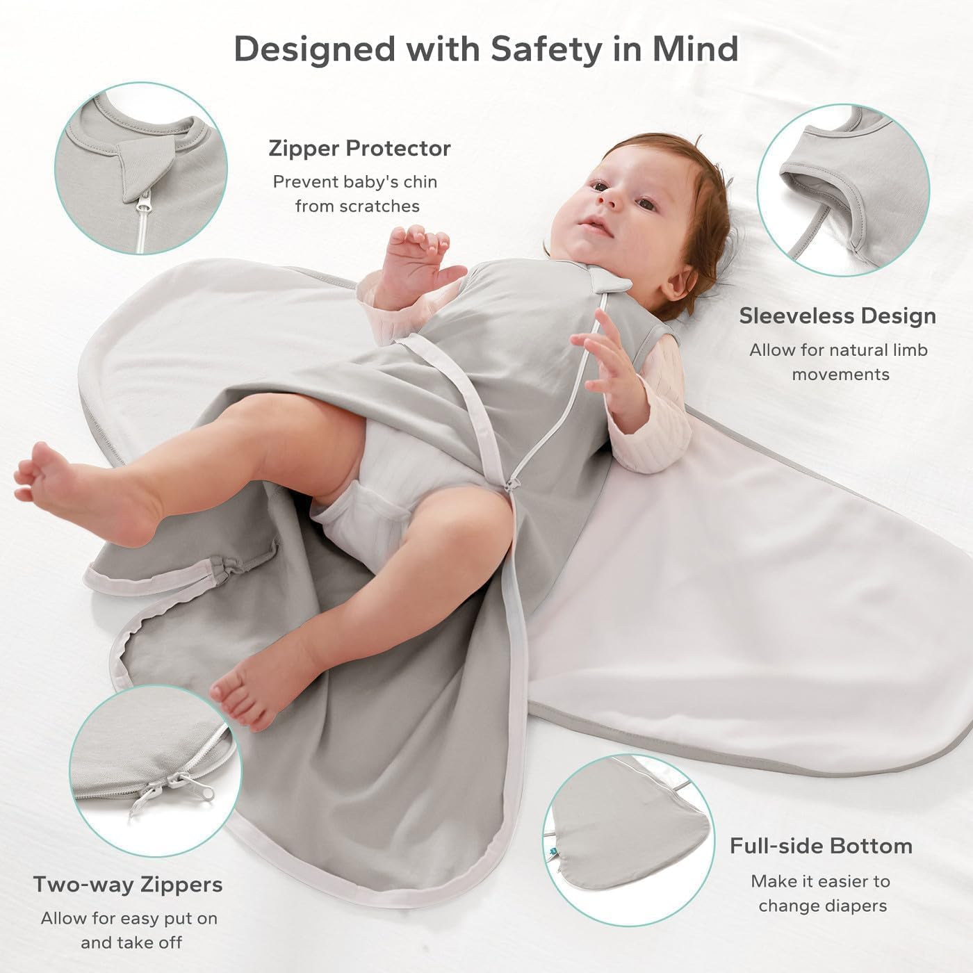 LILBESTIE swaddle sleep sack in three ways shows grow-with-baby versatility
