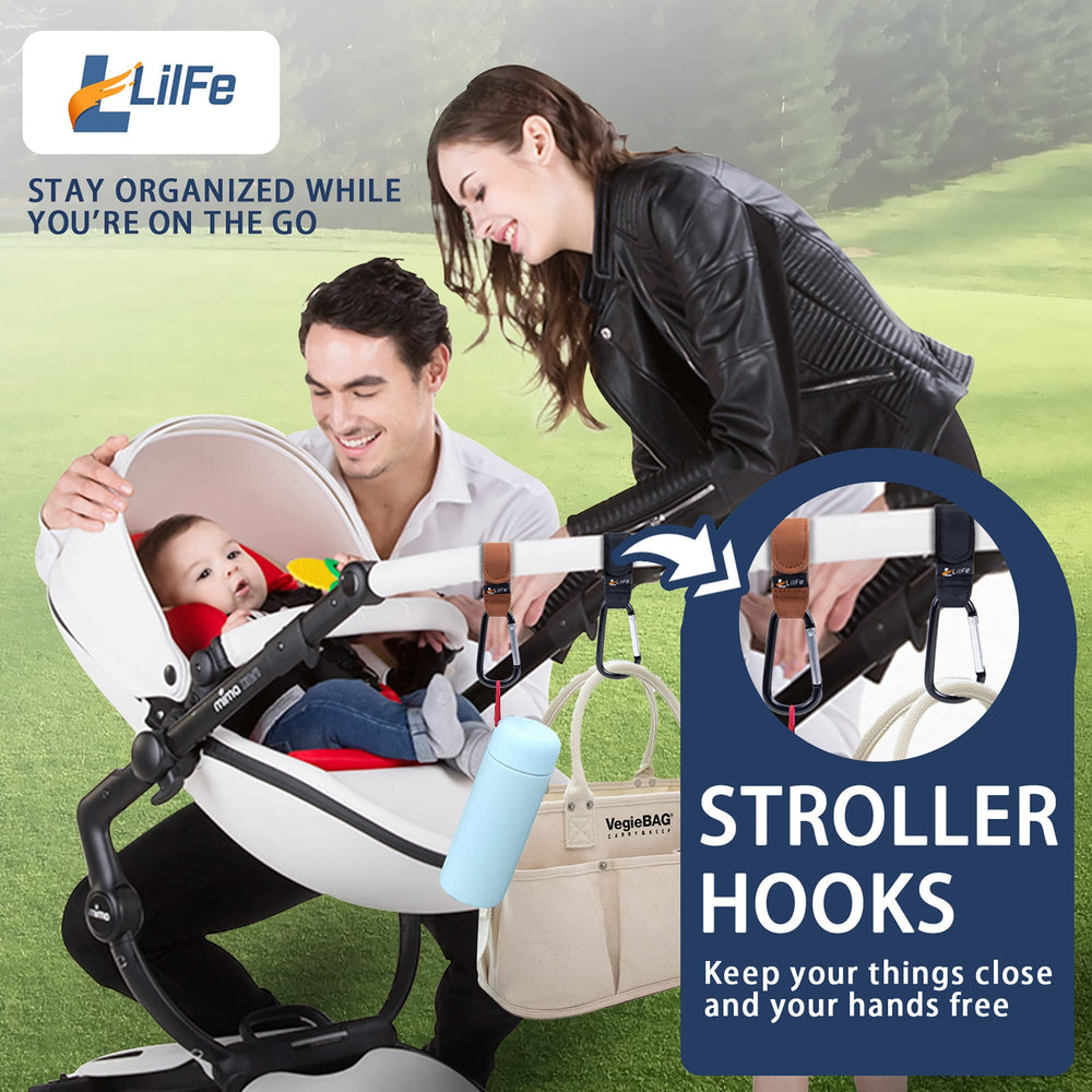 LilFe stroller hooks diaper bag clip keeps essentials within reach.