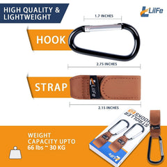 LilFe hooks with durable nylon strap and curved edges for skin safety