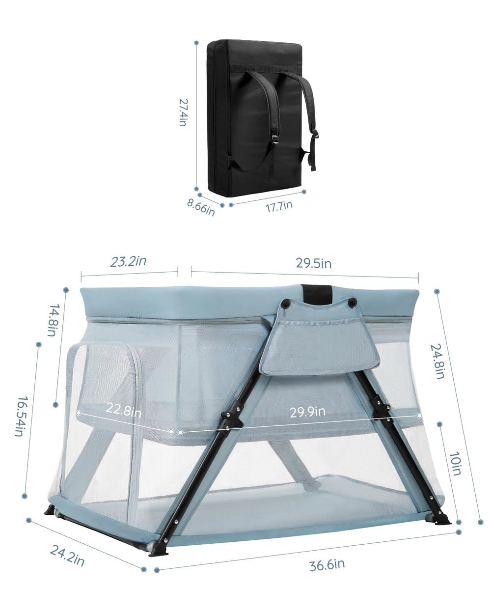 Lilian&Gema 2-in-1 Travel Crib comes with a backpack for convenient transport.