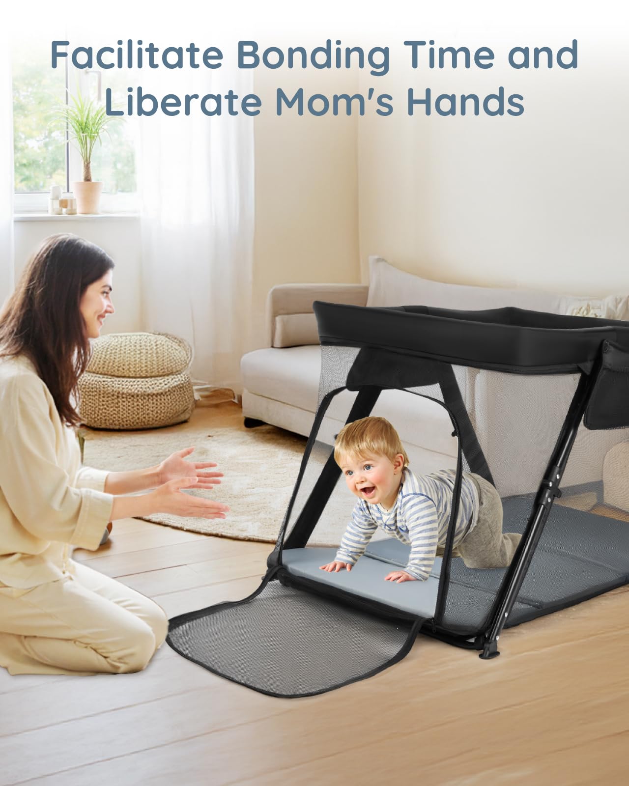 Lilian&Gema travel crib mosquito net keeps insects away.