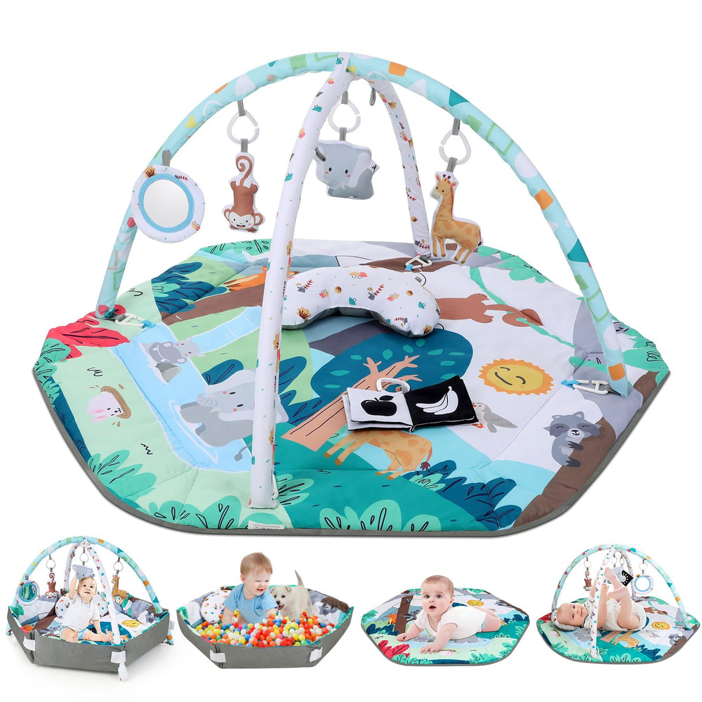 Lilian&Gema baby play gym mat layout with large surface for tummy time and exploration