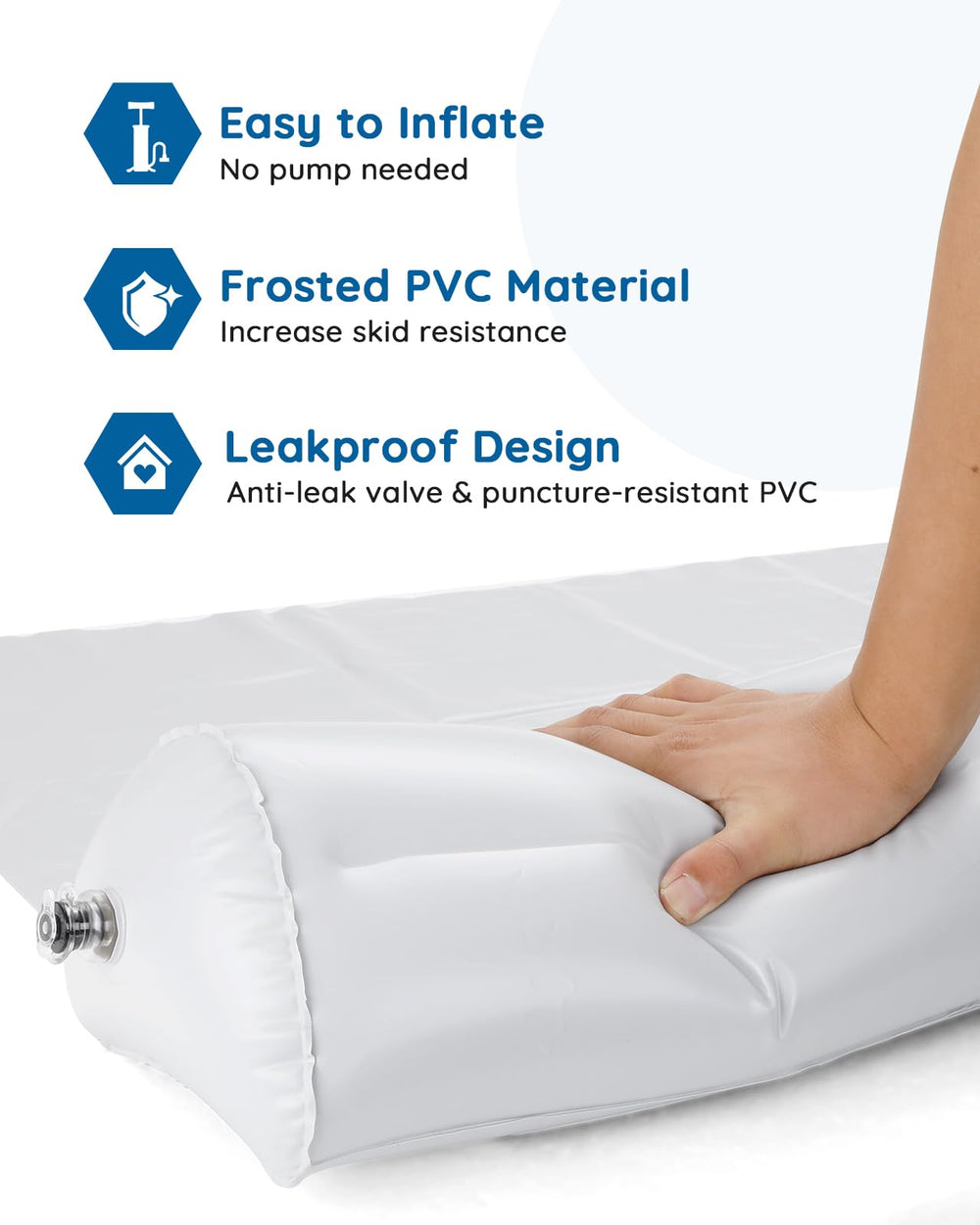 Lilian&Gema compact deflated profile demonstrates easy storage in luggage or hotel drawers.