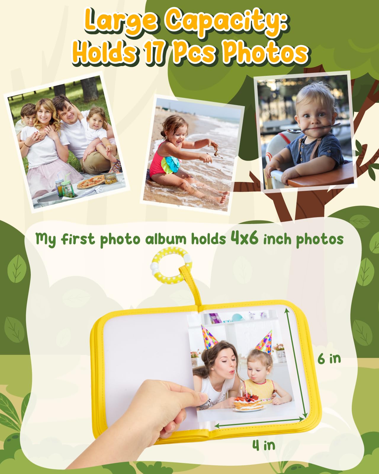 Lilian&Gema compact 4x6 pockets protect photos from drool during on-the-go days.