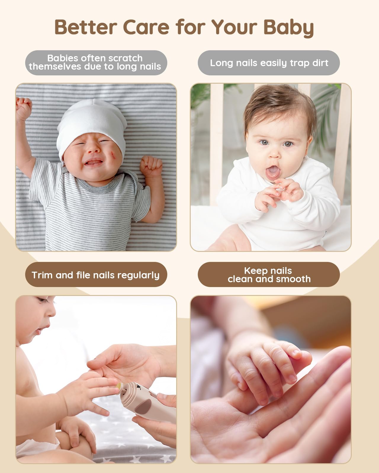 Lilian&Gema suitable from newborn to toddler nail care.