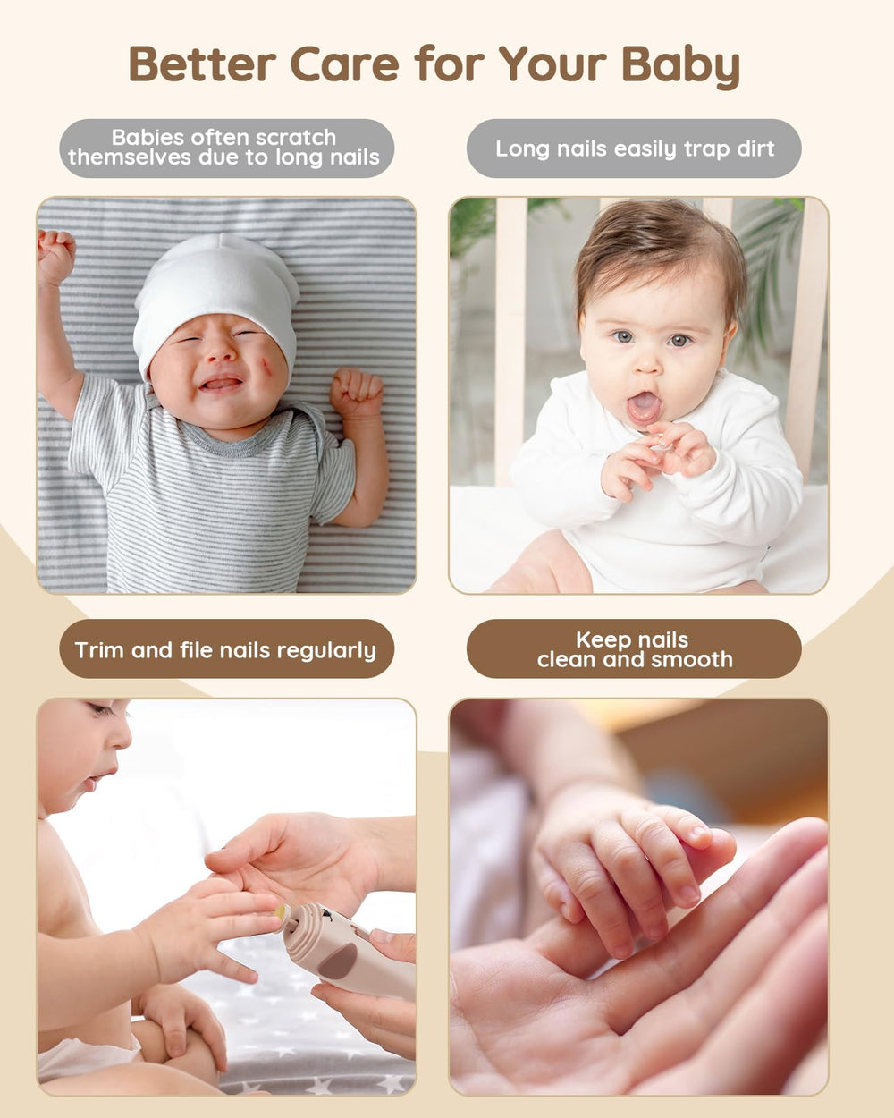 Lilian&Gema suitable from newborn to toddler nail care.