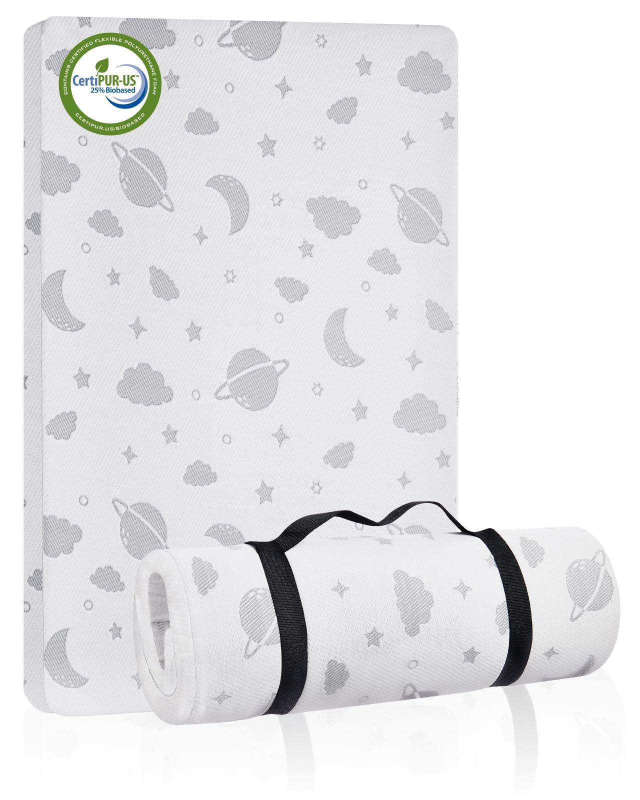 Lilian&Gema Pack and Play Mattress front view for a compact 38x26 playard
