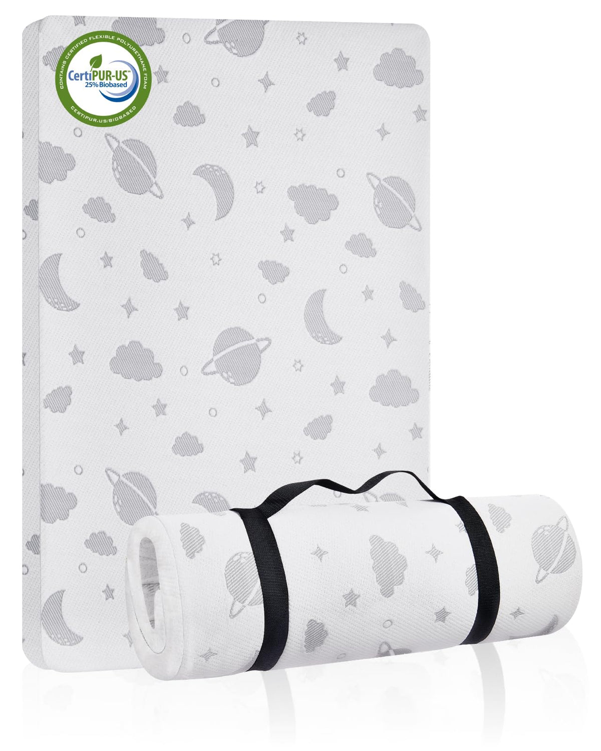 Lilian&Gema Pack and Play Mattress front view for a compact 38x26 playard