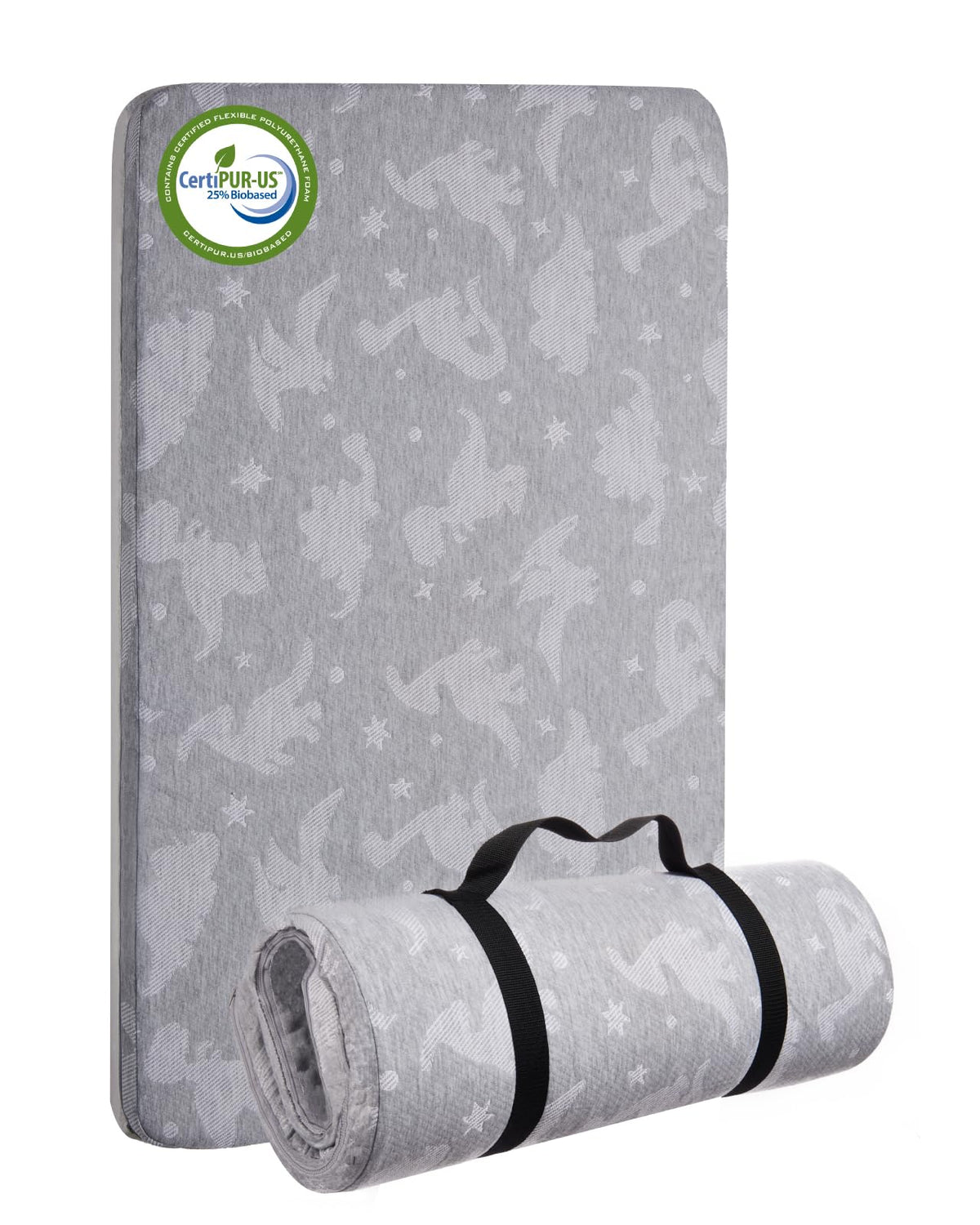 Lilian&Gema pack and play mattress foam detail showing high elasticity foam for comfort.