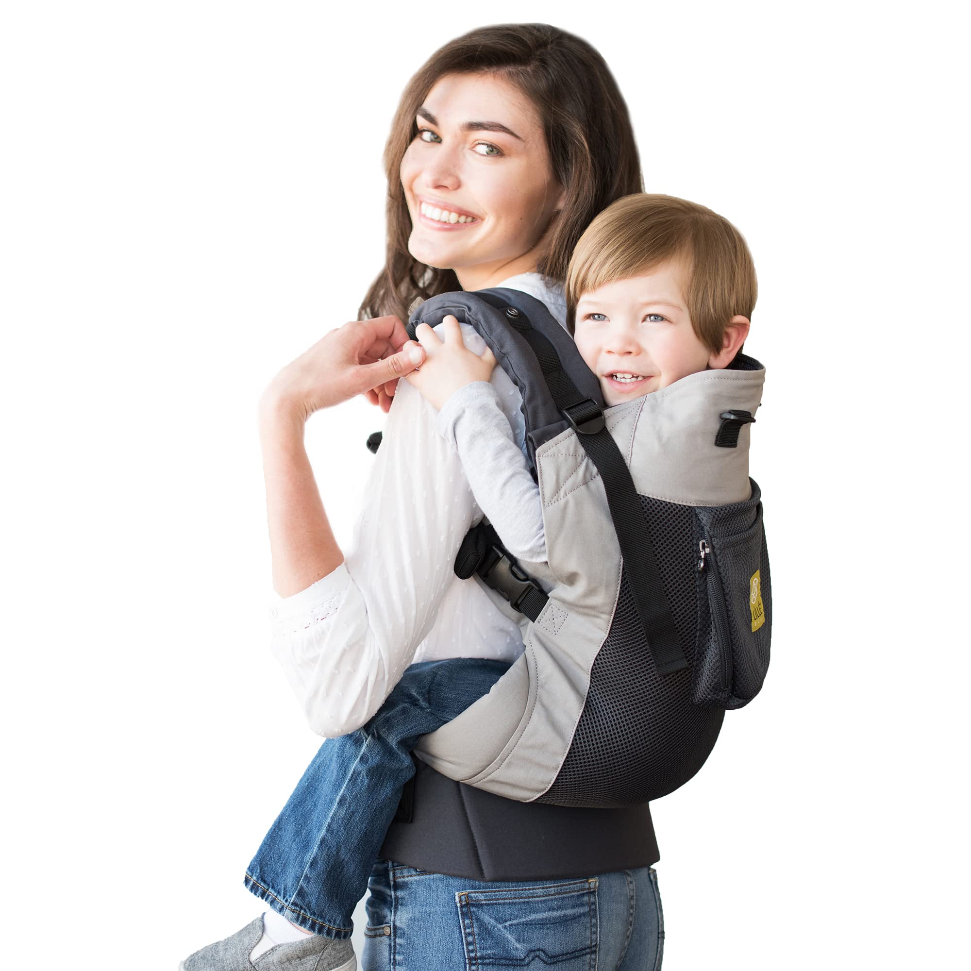 LILLEbaby CarryOn front view shows ergonomic fit for growing toddlers.
