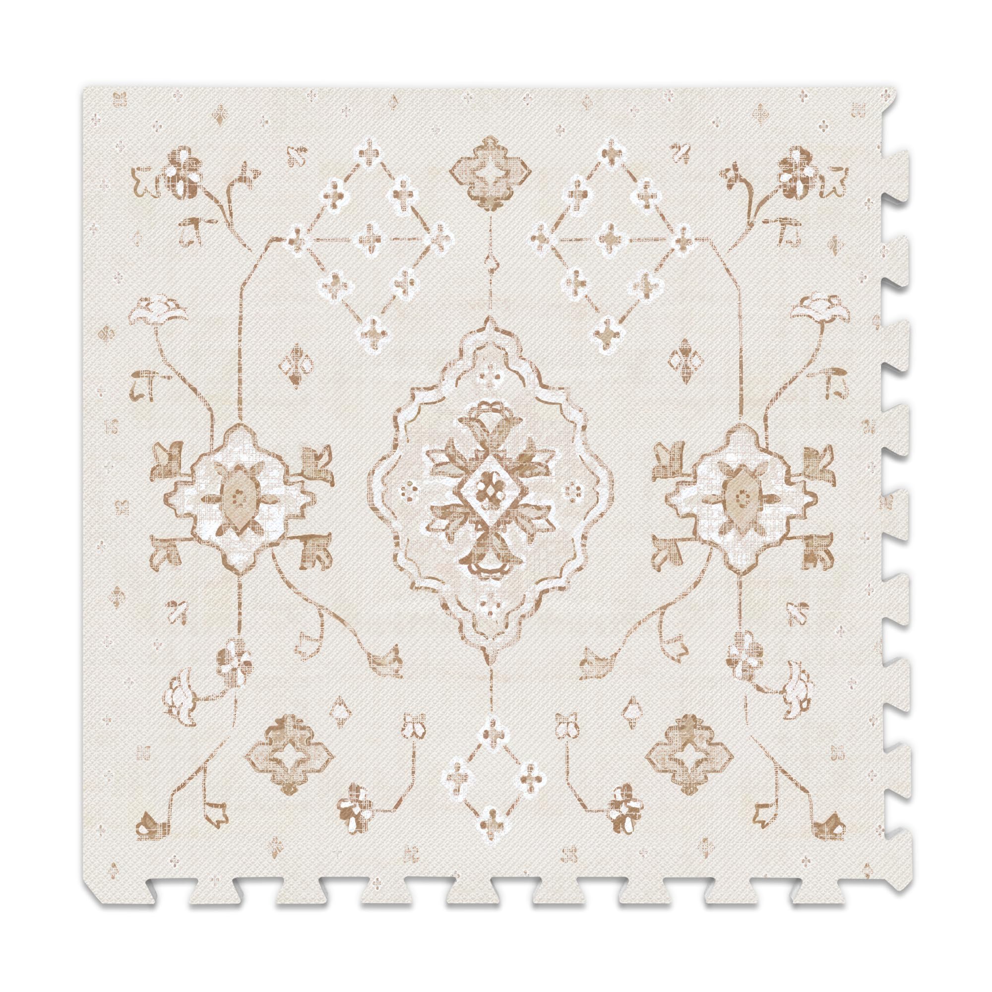Lillefolk baby play mat halfinch-thick foam tiles provide cushioned tummy time.