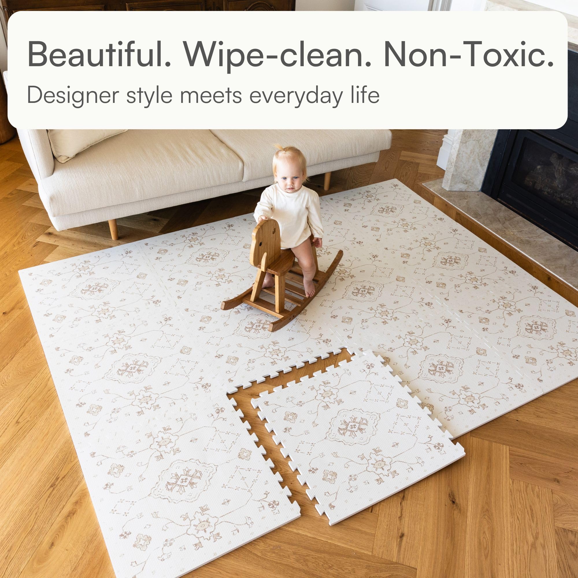 Lillefolk baby play mat interlocking tiles offer quick setup for crawl and playtime.