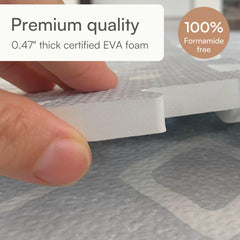 Lillefolk interlocking tiles demonstrate easy assembly and a consistent soft surface.