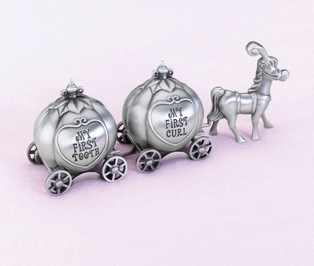 Lillian Rose carriage box one from the fairytale coach set with blue velvet lining enhances keepsake display.