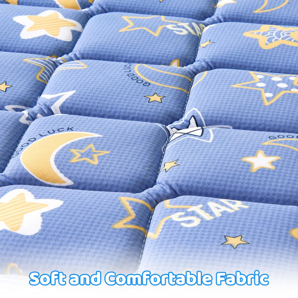 Edge support on the Lillibearas topper provides a stable playard surface.