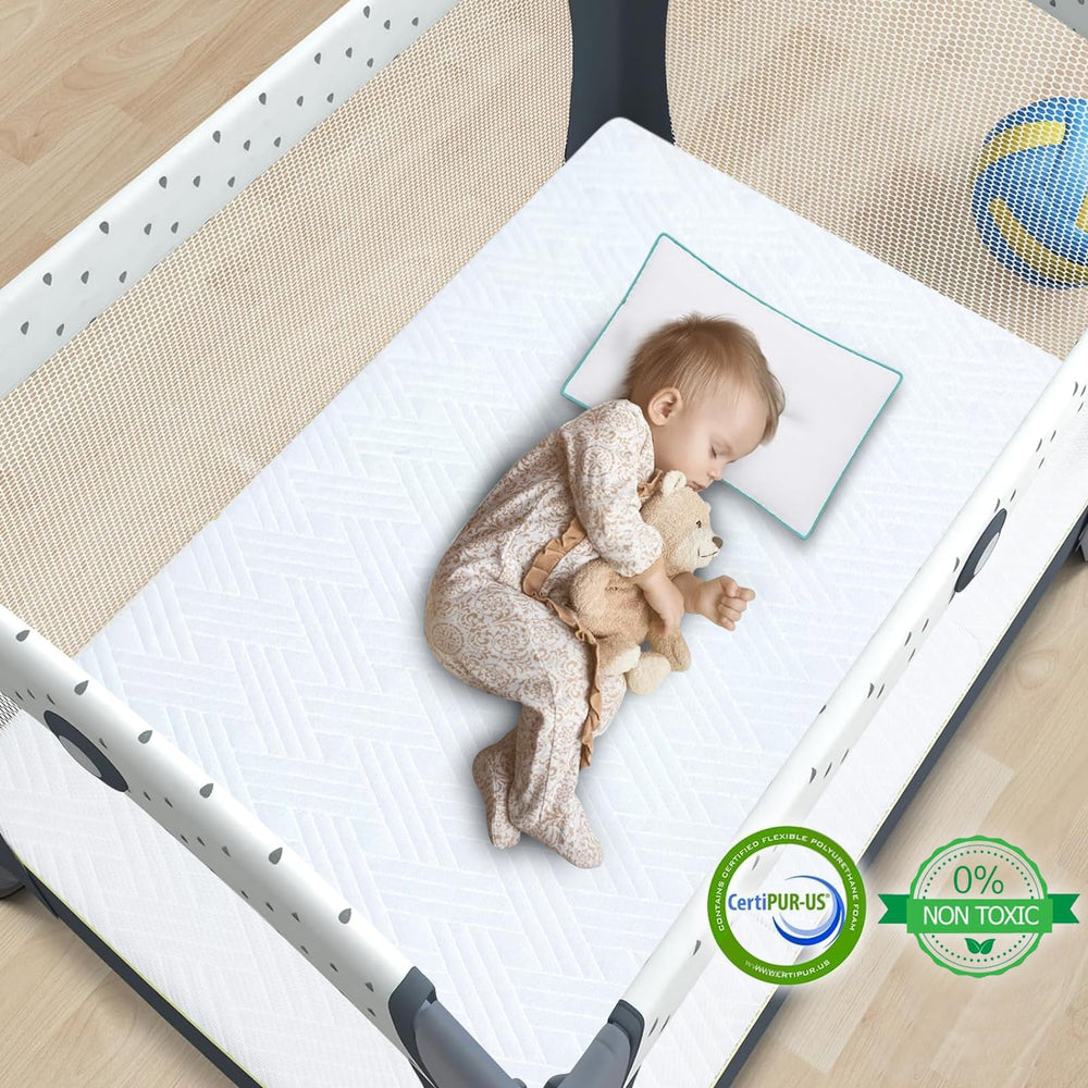 Lillibearas travel-ready pack-n-play mattress topper stays compact and portable.