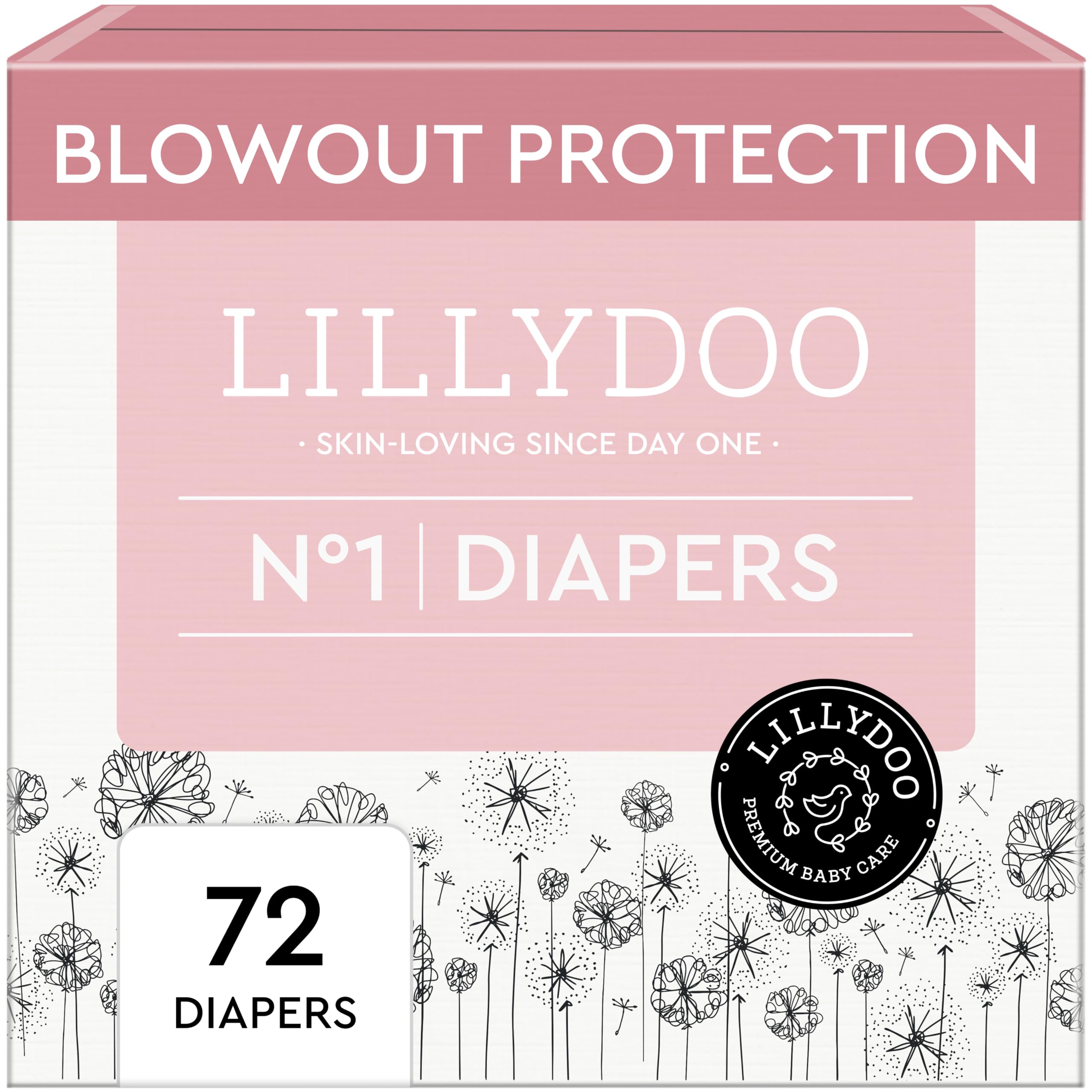 LILLYDOO Baby Diapers Size 1 front view with a snug, comfortable fit.