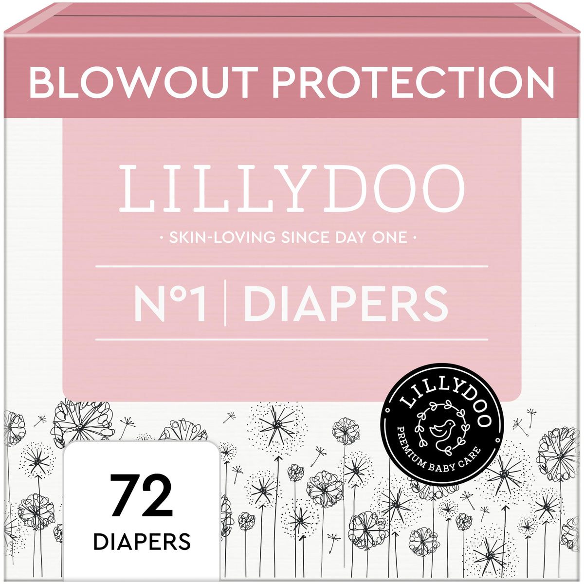 LILLYDOO Baby Diapers Size 1 front view with a snug, comfortable fit.