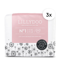 LILLYDOO Size 1 side-fit shows secure, flexible wear for tiny movers.