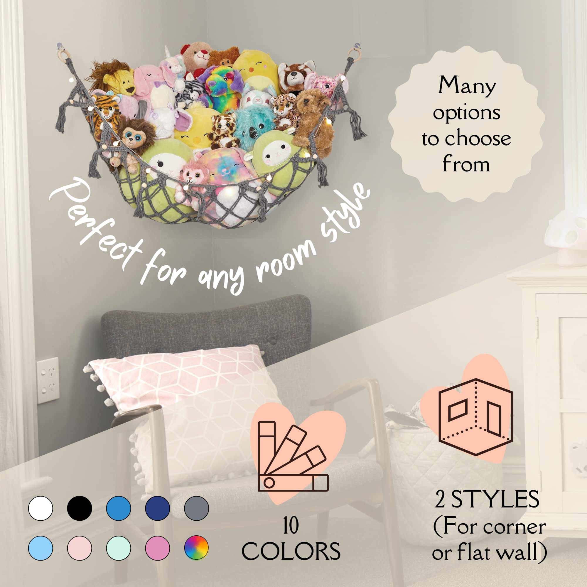 Lilly's Love decorative pink hammock enhances a children's room